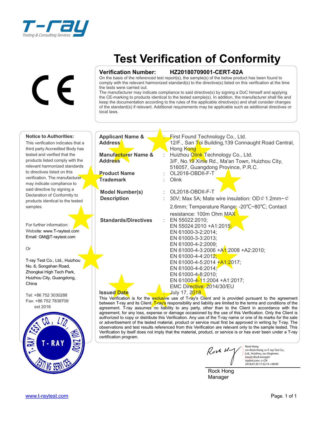 Certification